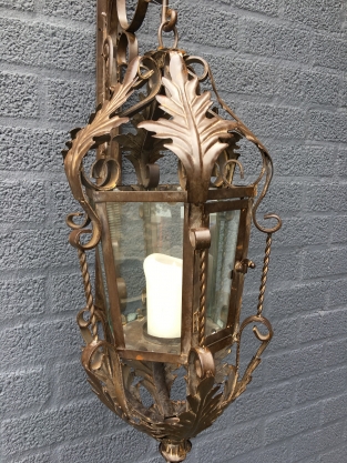 Lantern with wall bracket made of wrought iron, brown-patina, really beautiful!!!